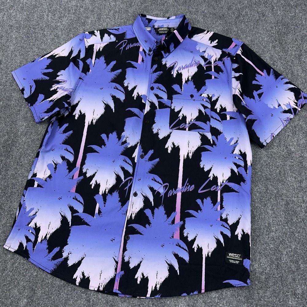 WeSC Oden Paradise Lost Camp Shirt Button Up Tropical AOP Mens XL Womens XXL